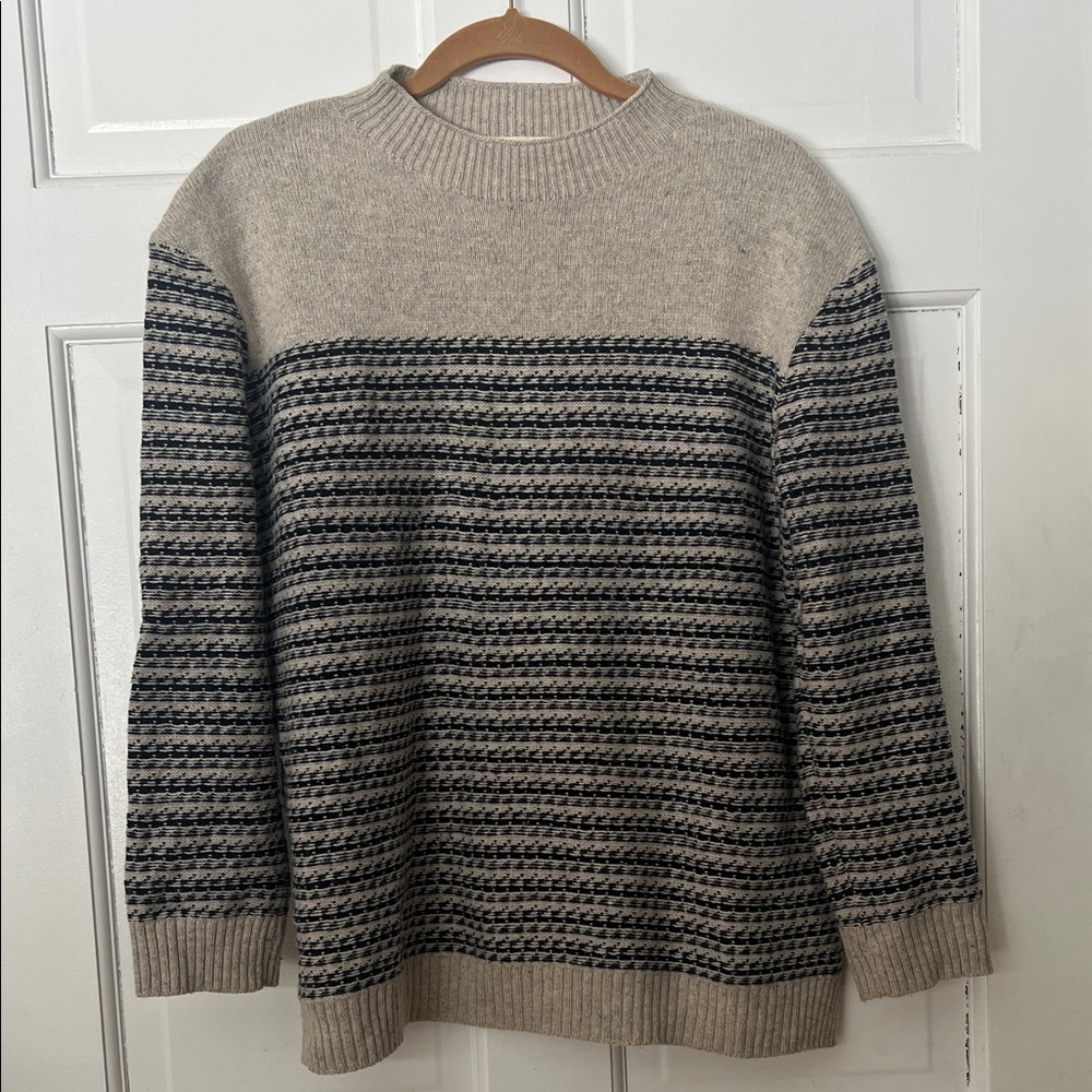 SEASALT CORNWALL Chic Beige and Navy Blue Striped Women's Sweater